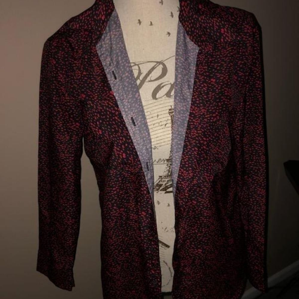 Mossimo Red & Black Button Up Blouse - Picture 2 of 5